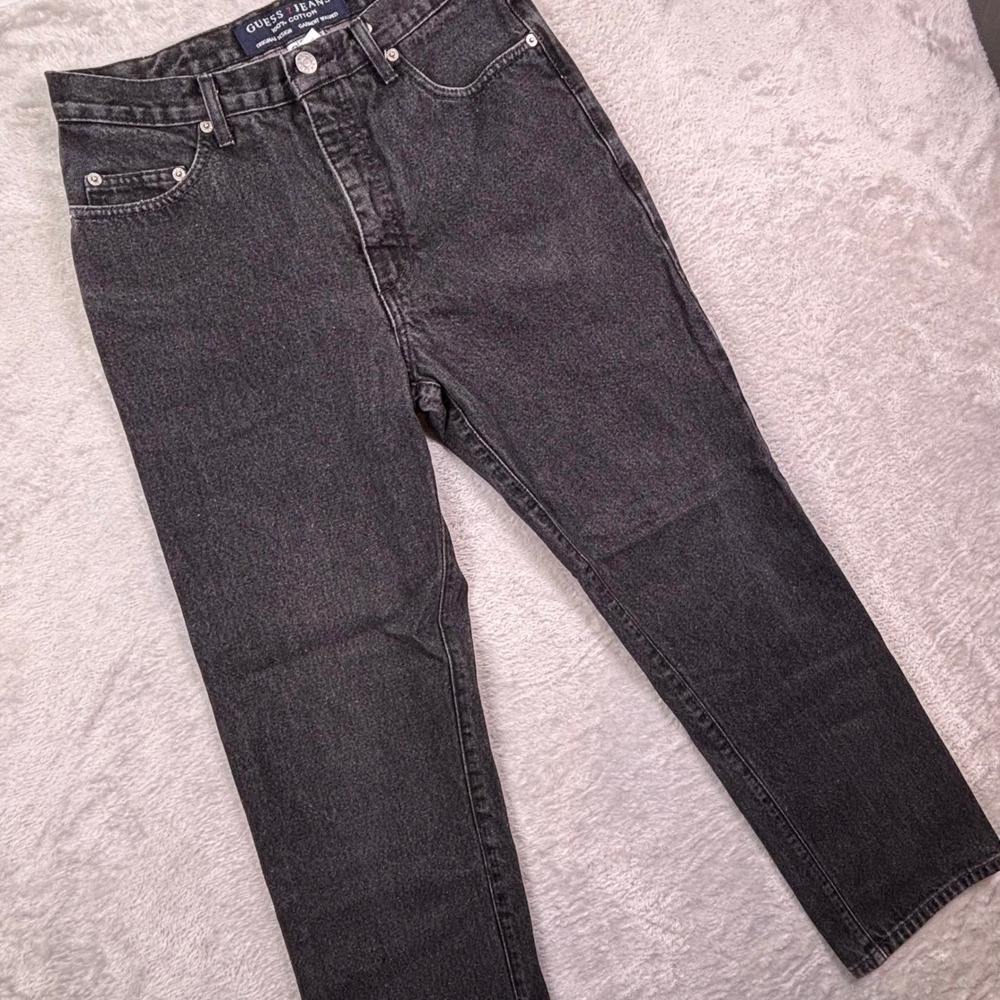 Vintage Guess Men's Jeans 29x30 Washed Black High Rise Straight Leg USA 39001 30